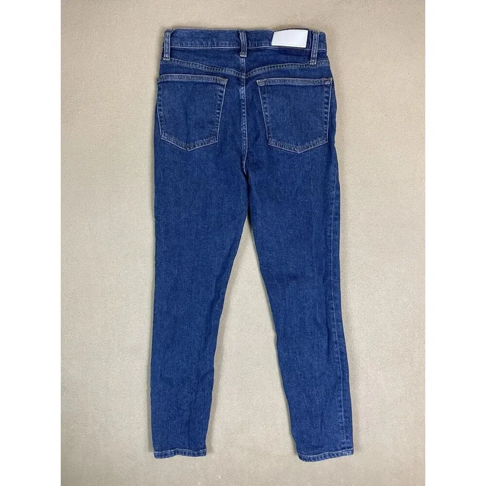 RE/DONE Jeans Womens 28 Blue 90s‎ High Rise Ankle Crop Button Fly Stretch Denim